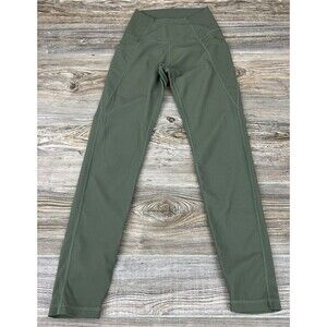 Wilo The Label Ribbed High-Rise Leggings Size XS Olive Green 24" Inseam Pockets